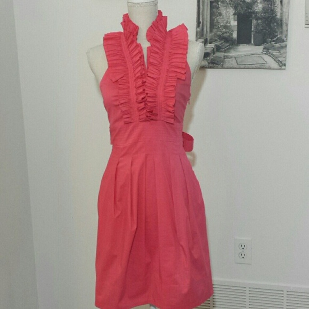 BCBGMaxAzria Ruffled Halter Cocktail Dress - Picture 7 of 7